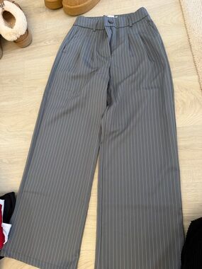 Princess Polly Gray Pinstripe Dress Trousers